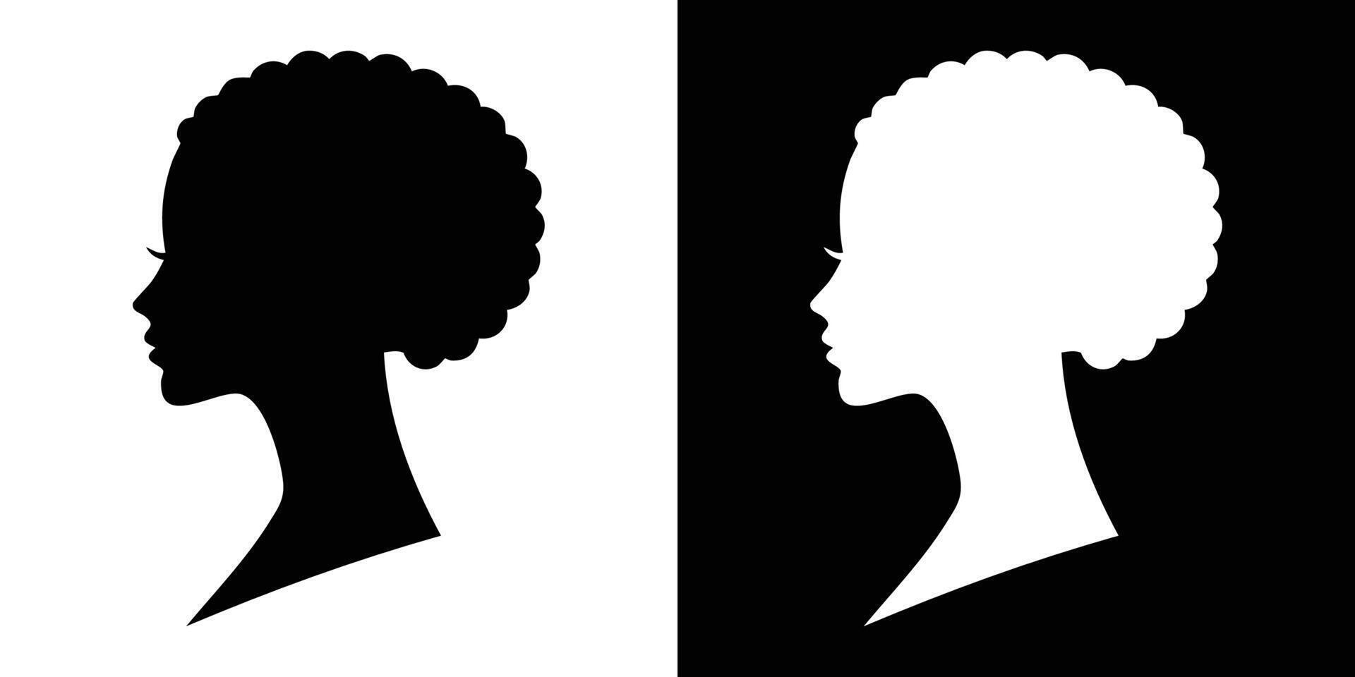 Two silhouettes of women with different hair styles vector
