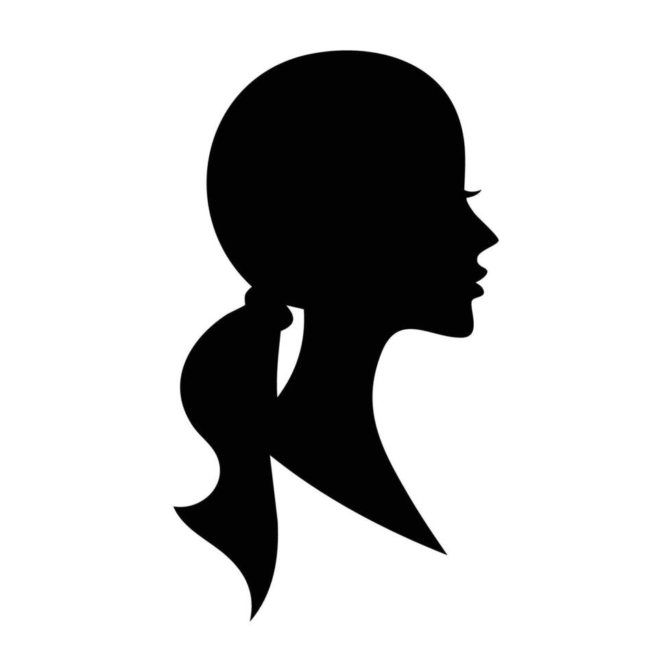 Silhouette of a woman's head with ponytail vector