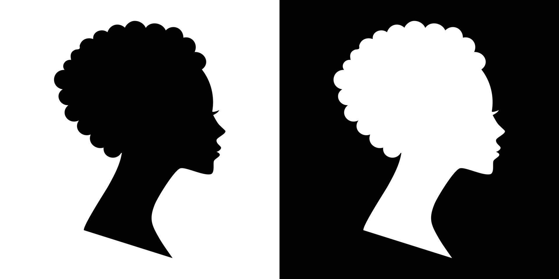 Two silhouettes of women with different hair styles design vector