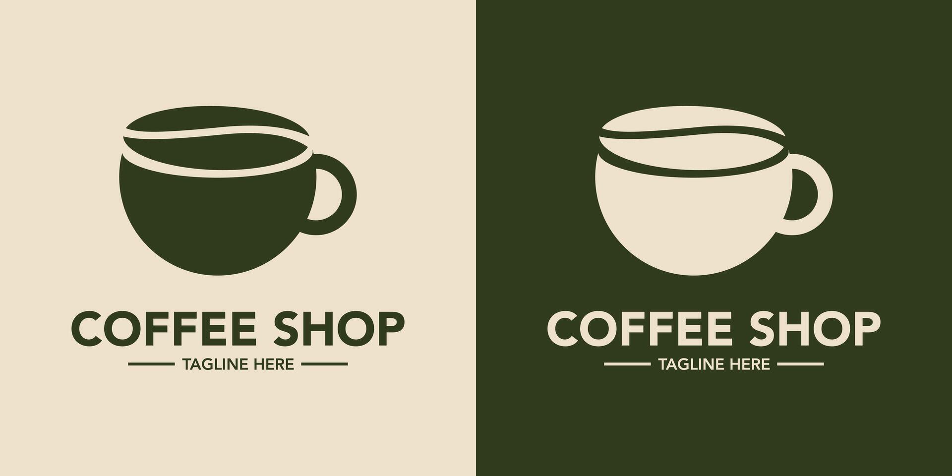 Coffee bean and mug logo design illustration vector