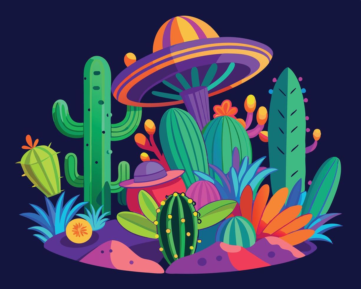 Cinco de Mayo Fiesta Cactus illustration vector