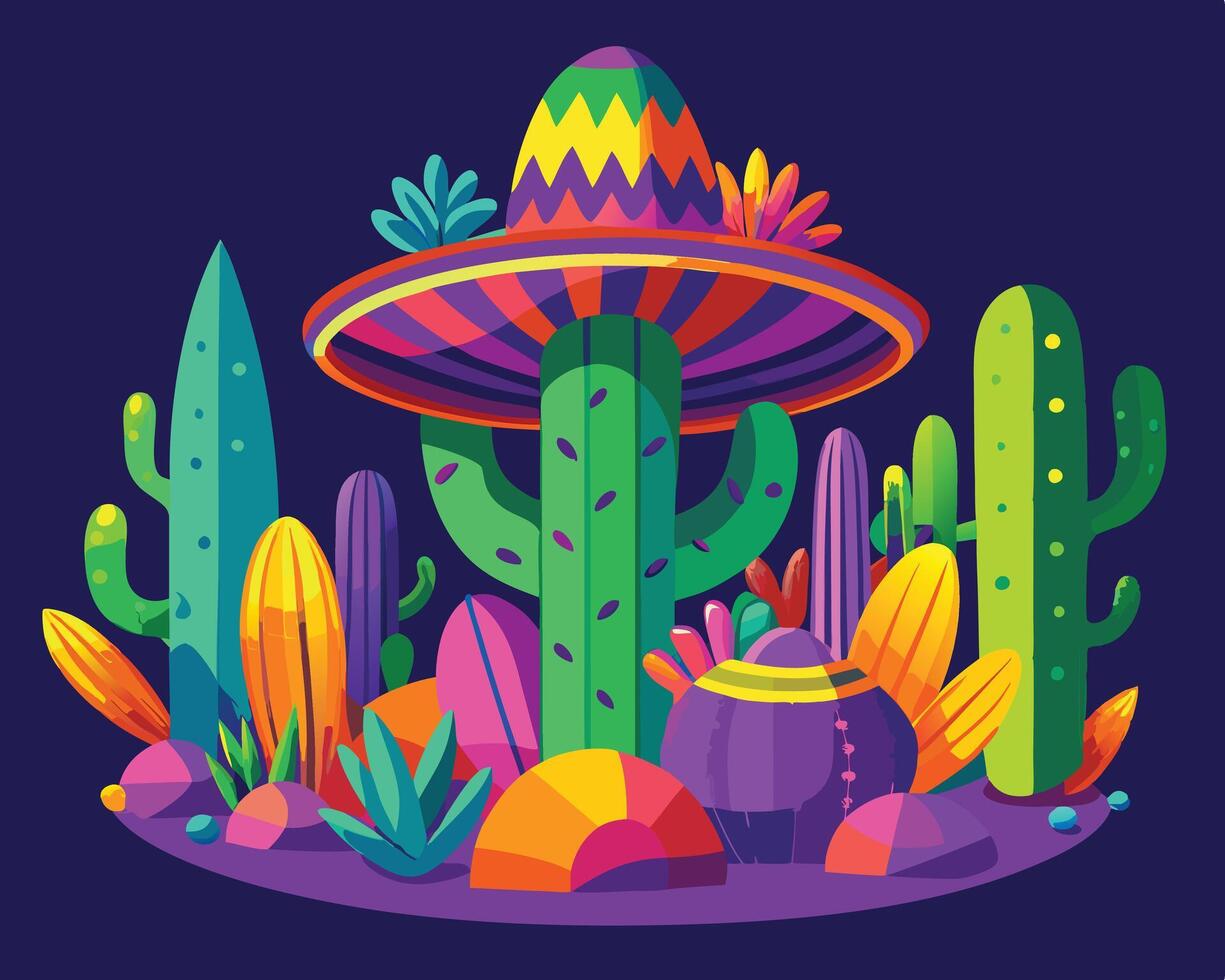 Fiesta Cactus Celebration Cinco de Mayo illustration vector