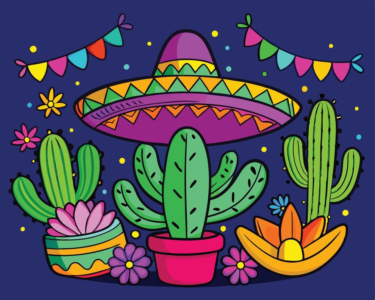Mexican cactus, clipart design vector