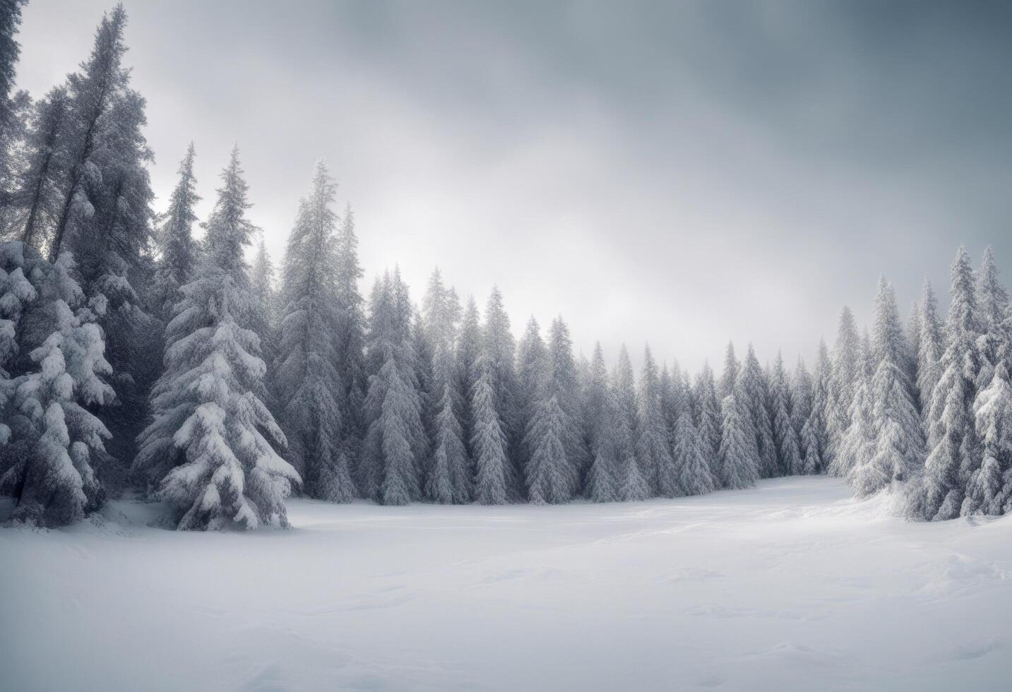 of covered forest fresh tree due frosty snow day scene seasonal snowy scenery panorama contrast duotone white holiday christmas winter time trees cold almost spruce horizontal sky photo