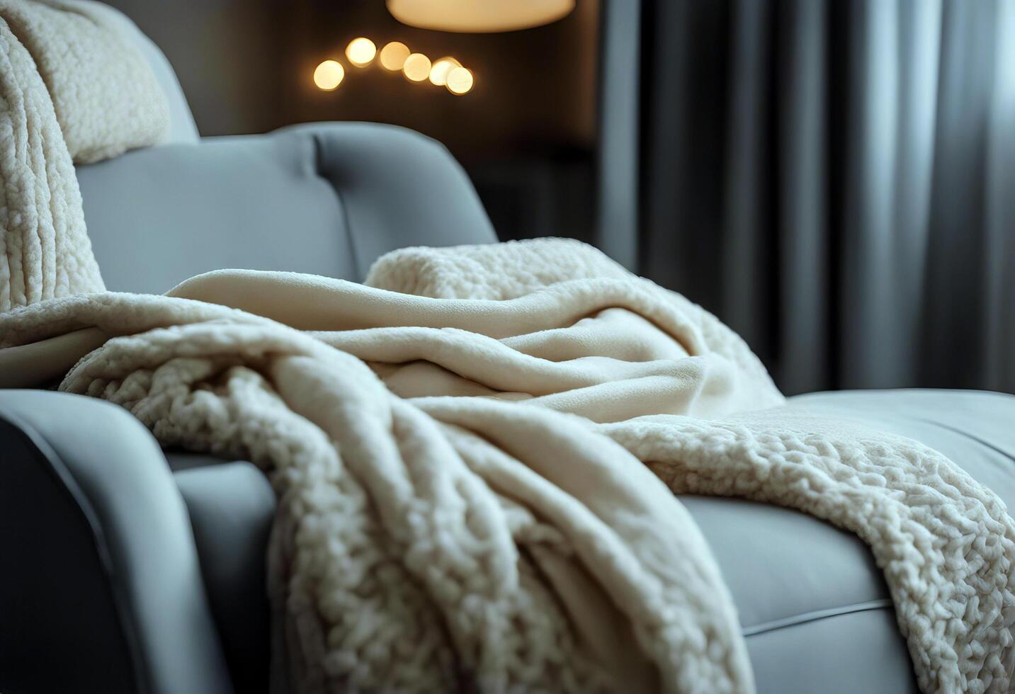 element blanket grey design room beautiful soft close cosy contemporary house beige living cloth detail armchair white interior comfort relax lifestyle autumn season photo
