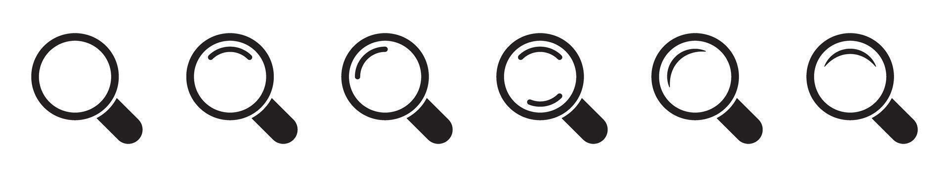 Loupe icons set. Magnifying glass icon, magnifier icon. Search icon. vector