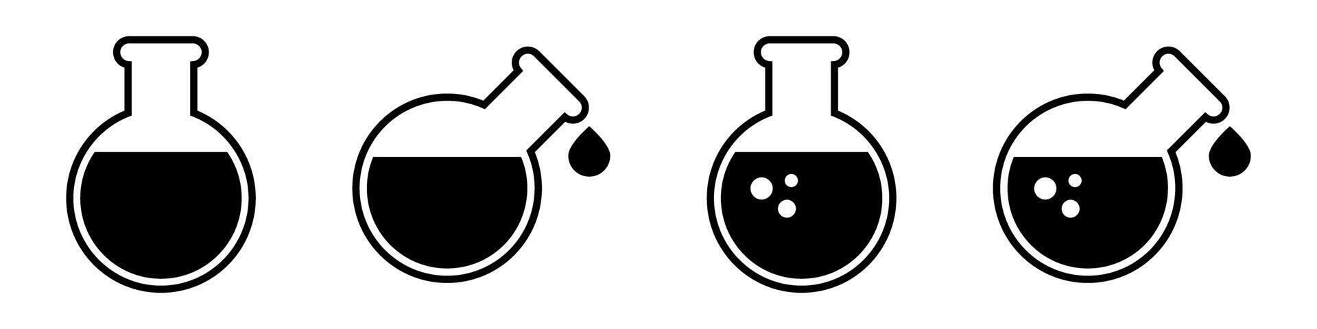 Test tube icon Chemical research icons set. vector