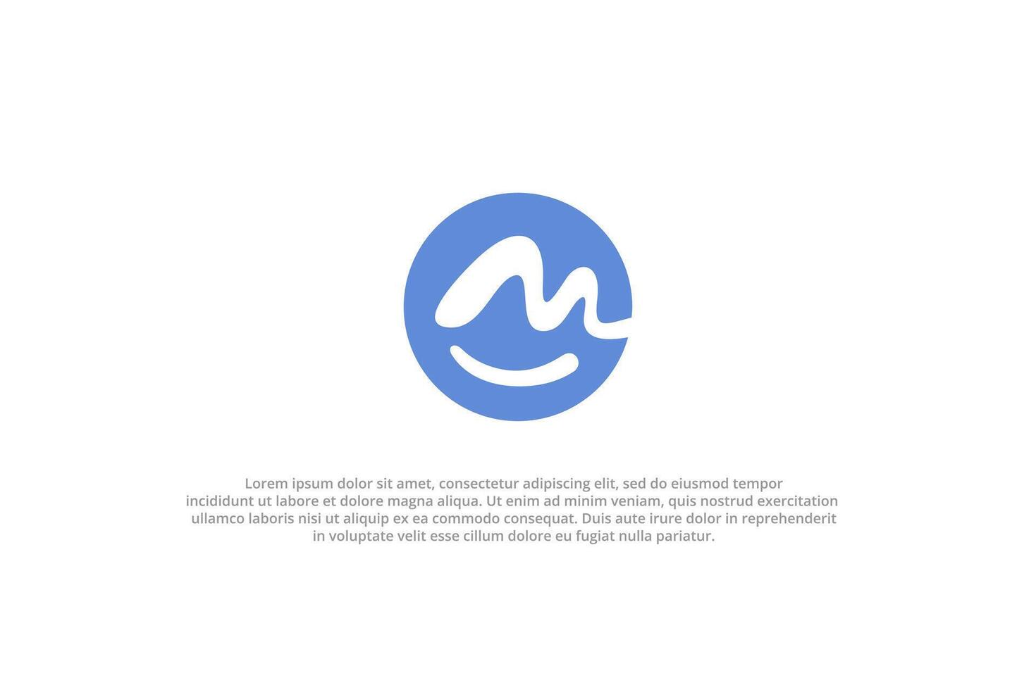letter m smile on circle blue logo vector