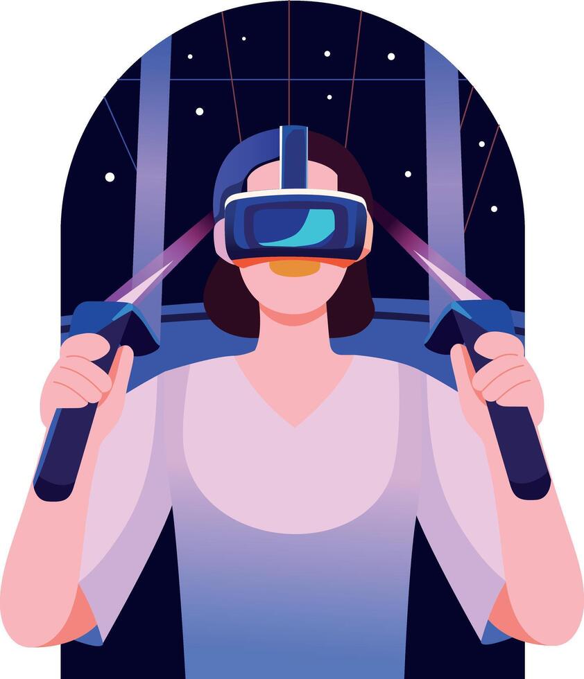 Vr gamer character illustration in flat style vector