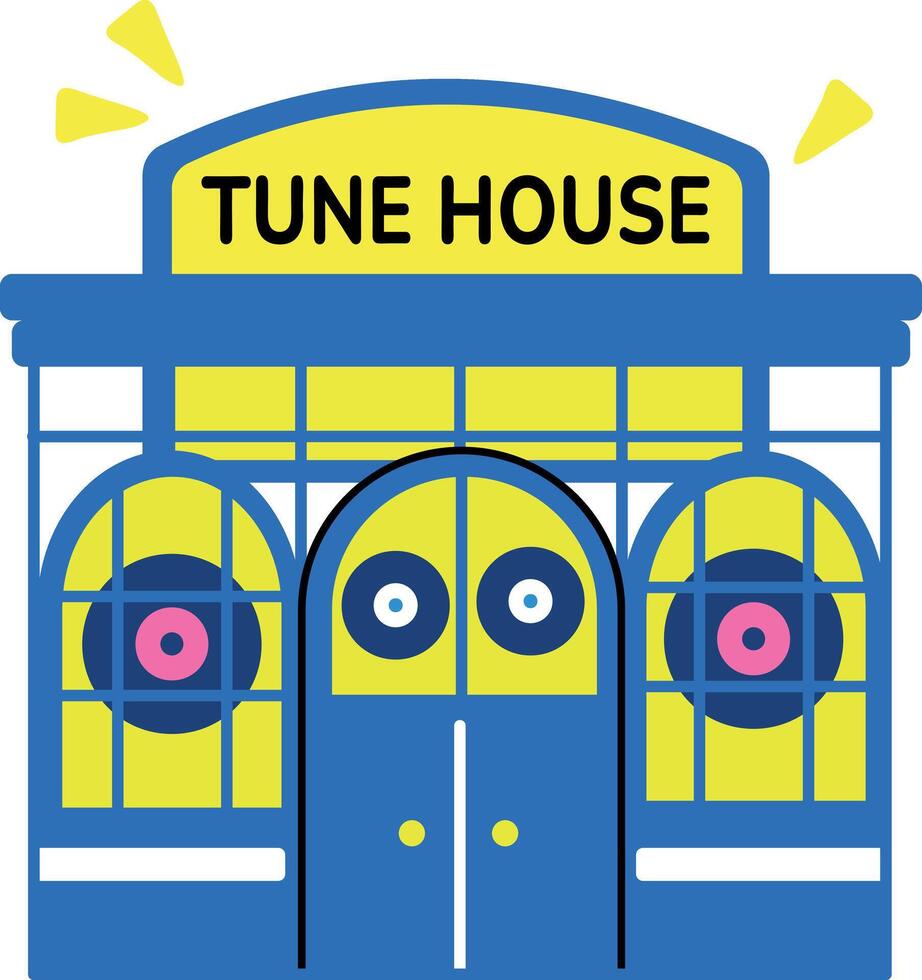 A flat style sticker of tune house vector