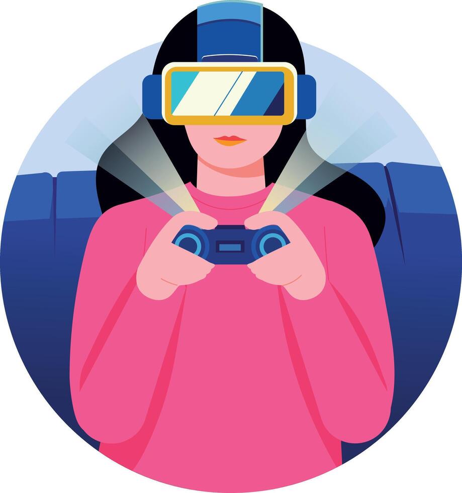 A flat style illustration of a character doing gaming experience vector
