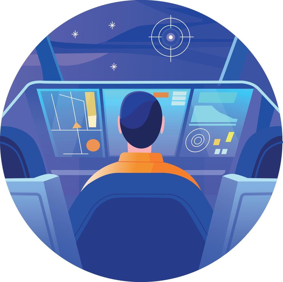 Person working on control panel, flat character illustration vector