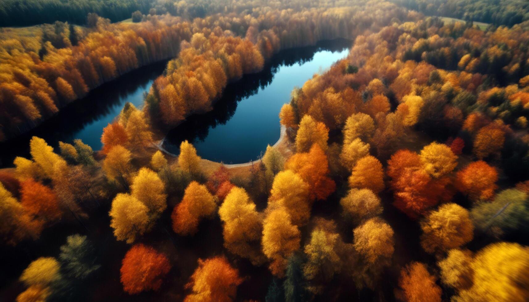 autumn forest foliage Vilnius colorful eye small scene Birds Aerial Fall scenery view lake Lithuania orange yellow Water Sky Nature Wood City Tree Grass Landscape Light photo