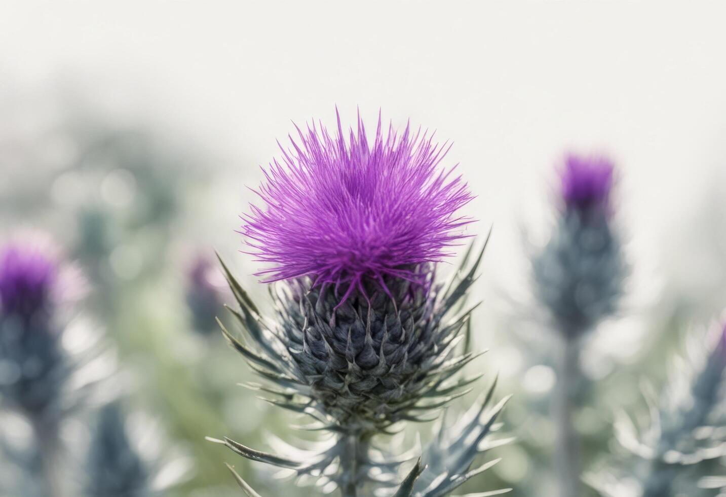 background olated thistle white watercolor realistic illustration style scotch photo