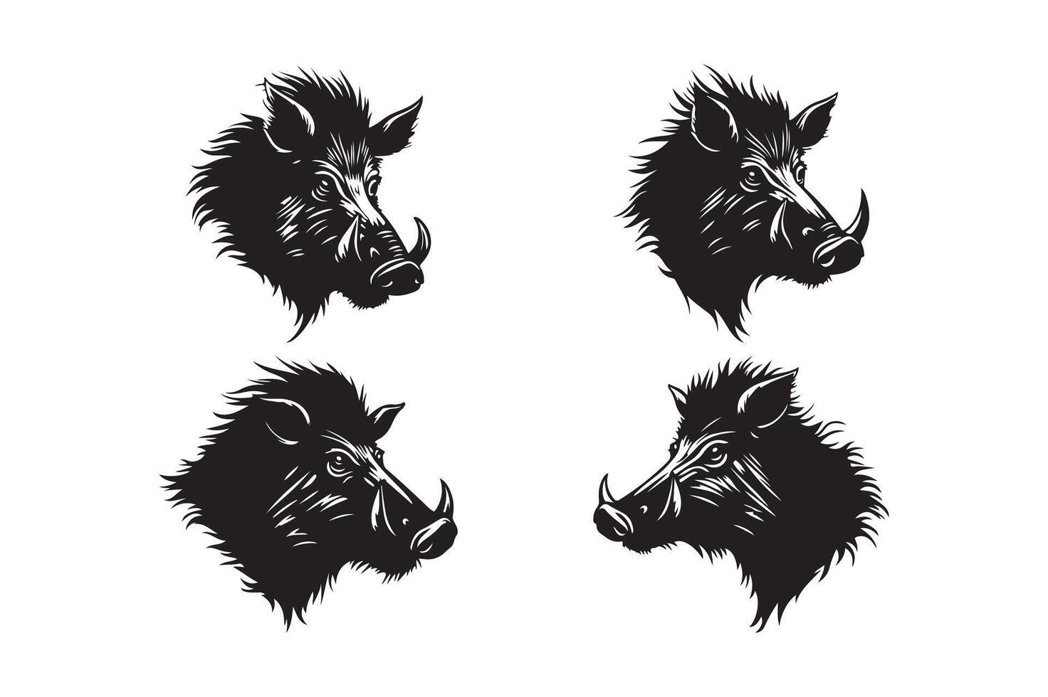 Hand-Drawn Boar Head Artwork for Tattoo and Emblem Design vector