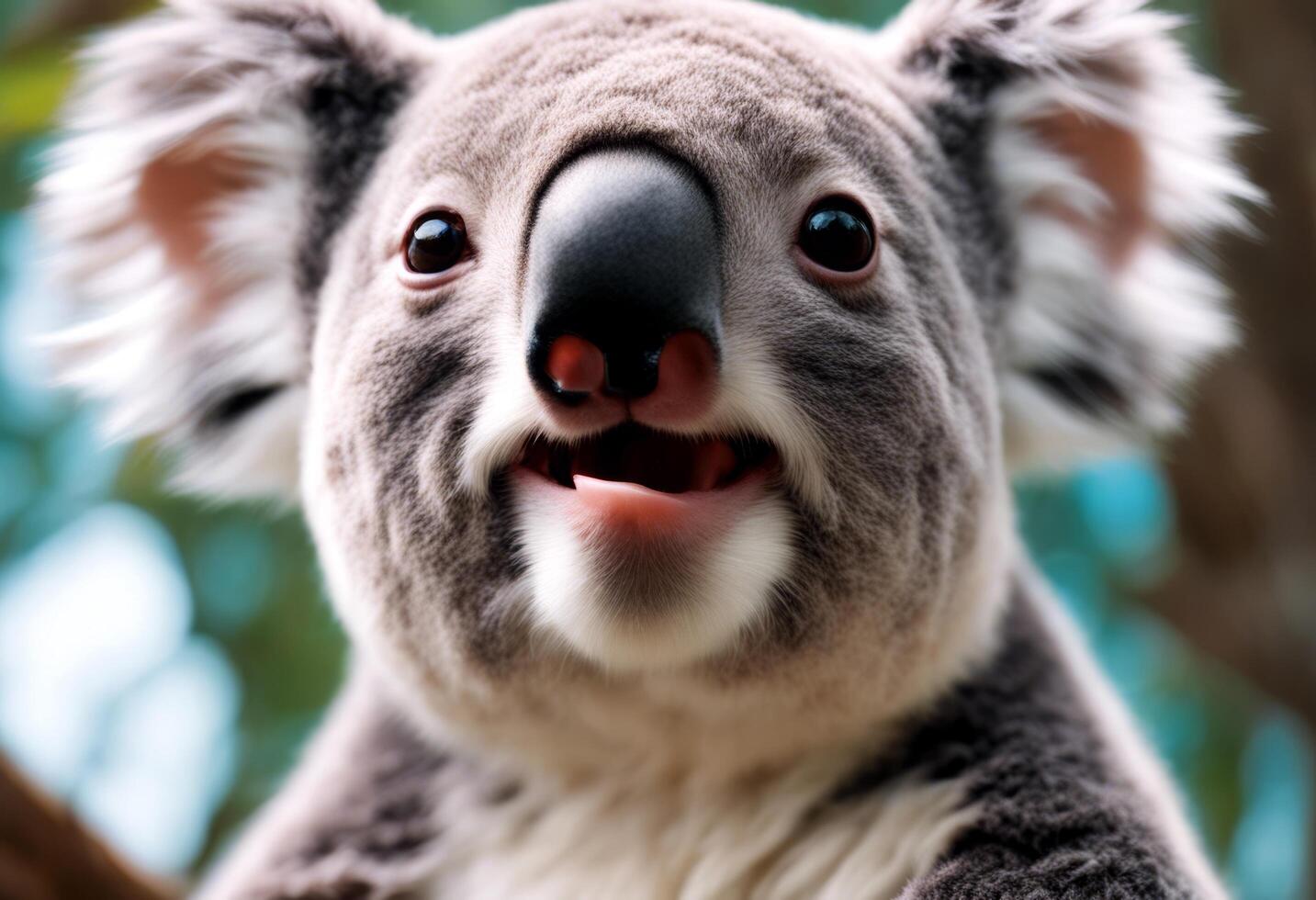 pet jungle wildlife koala cartoon sticker zoo fun illustration forest fauna addition animal farm r out bear face home print nature mascot generative joey character ai joyful playful cut drawi photo