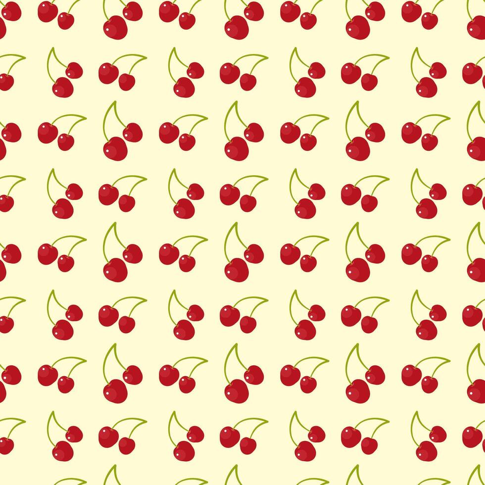 Cherry pattern.Seamless texture with berries. vector
