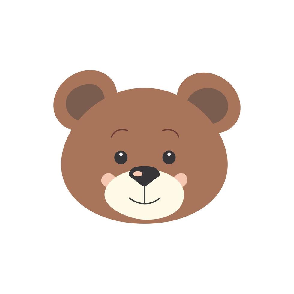 Children's illustration of a bear head on an isolated white background. Cute character. Bear muzzle for web, design. vector
