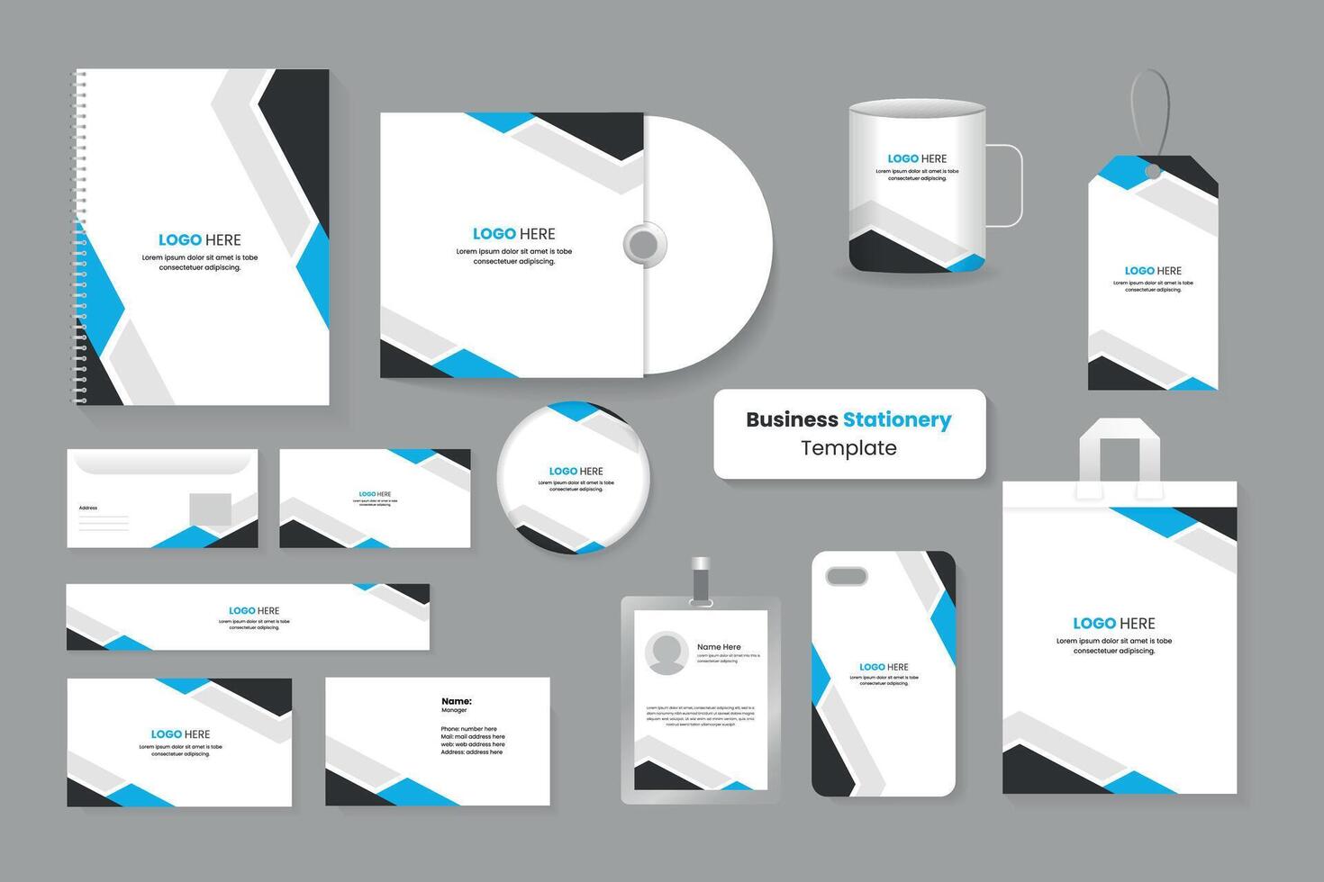 Stationery template design, Brand Identity mock up set vector