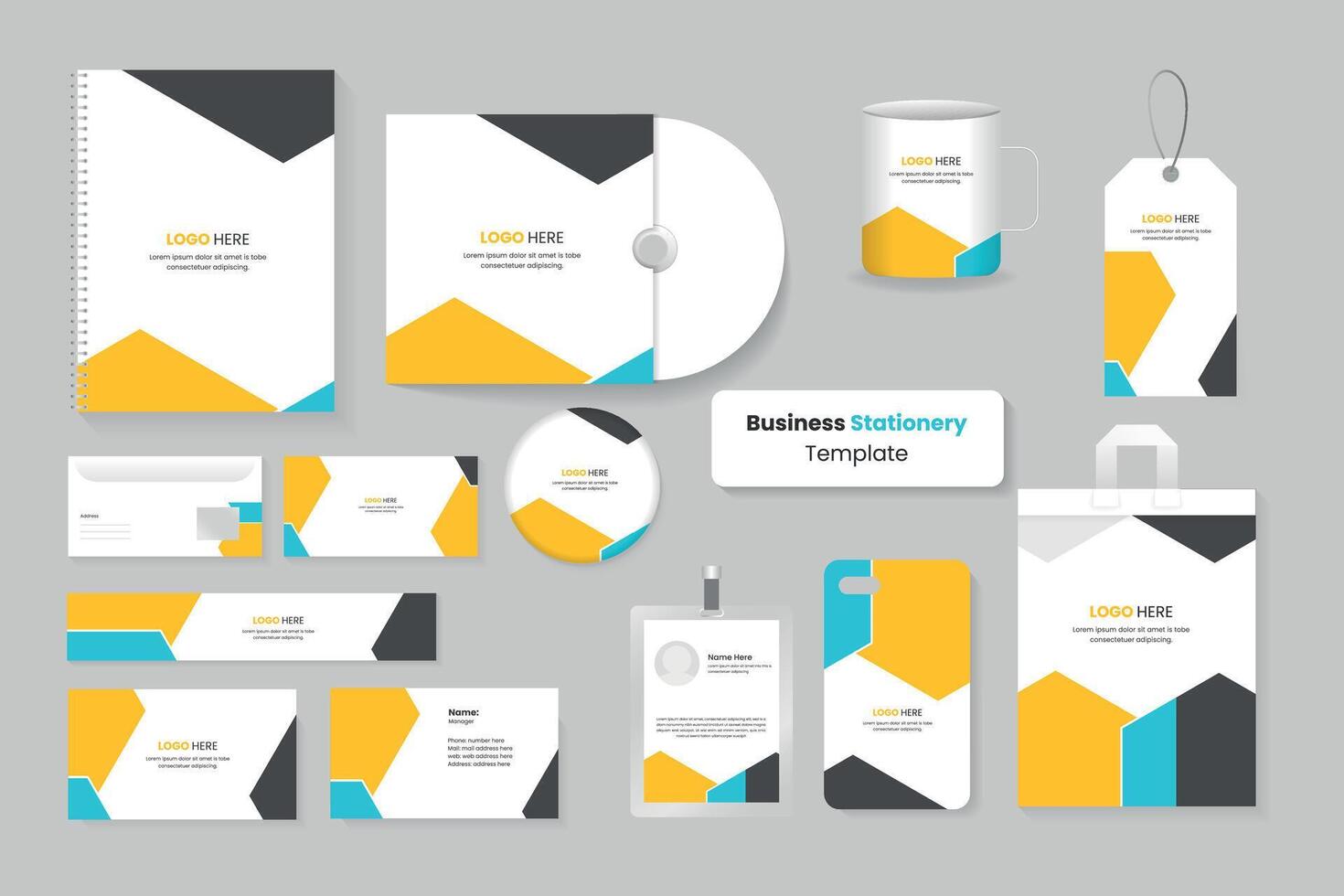Stationery template design, Brand Identity set vector