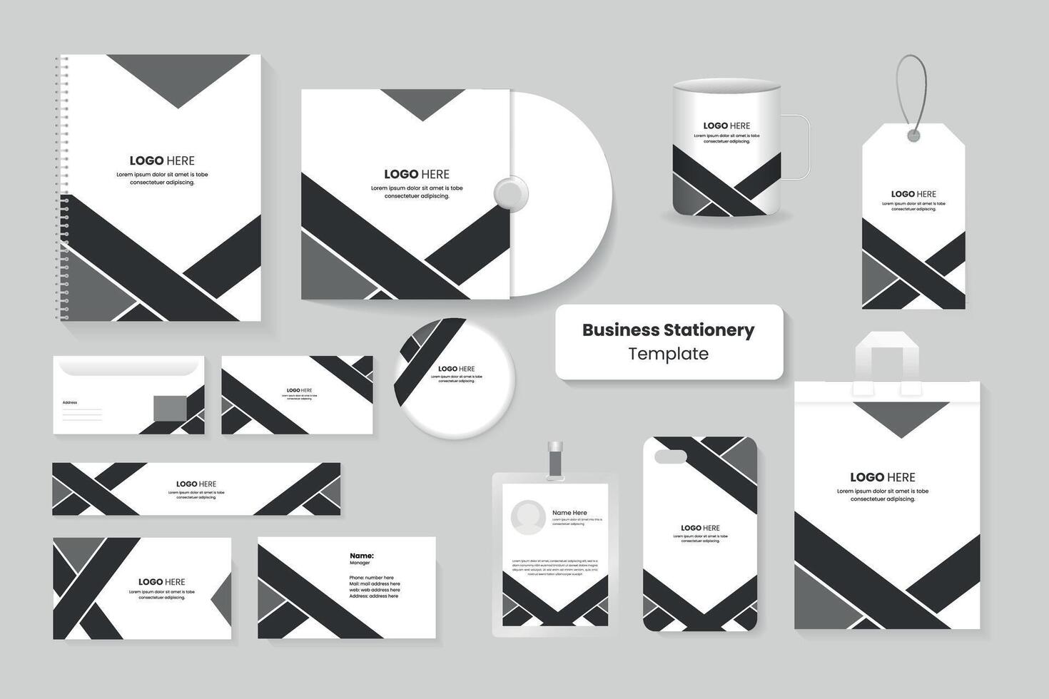 Stationery template design, Brand Identity concept of stationery Mock Up set vector