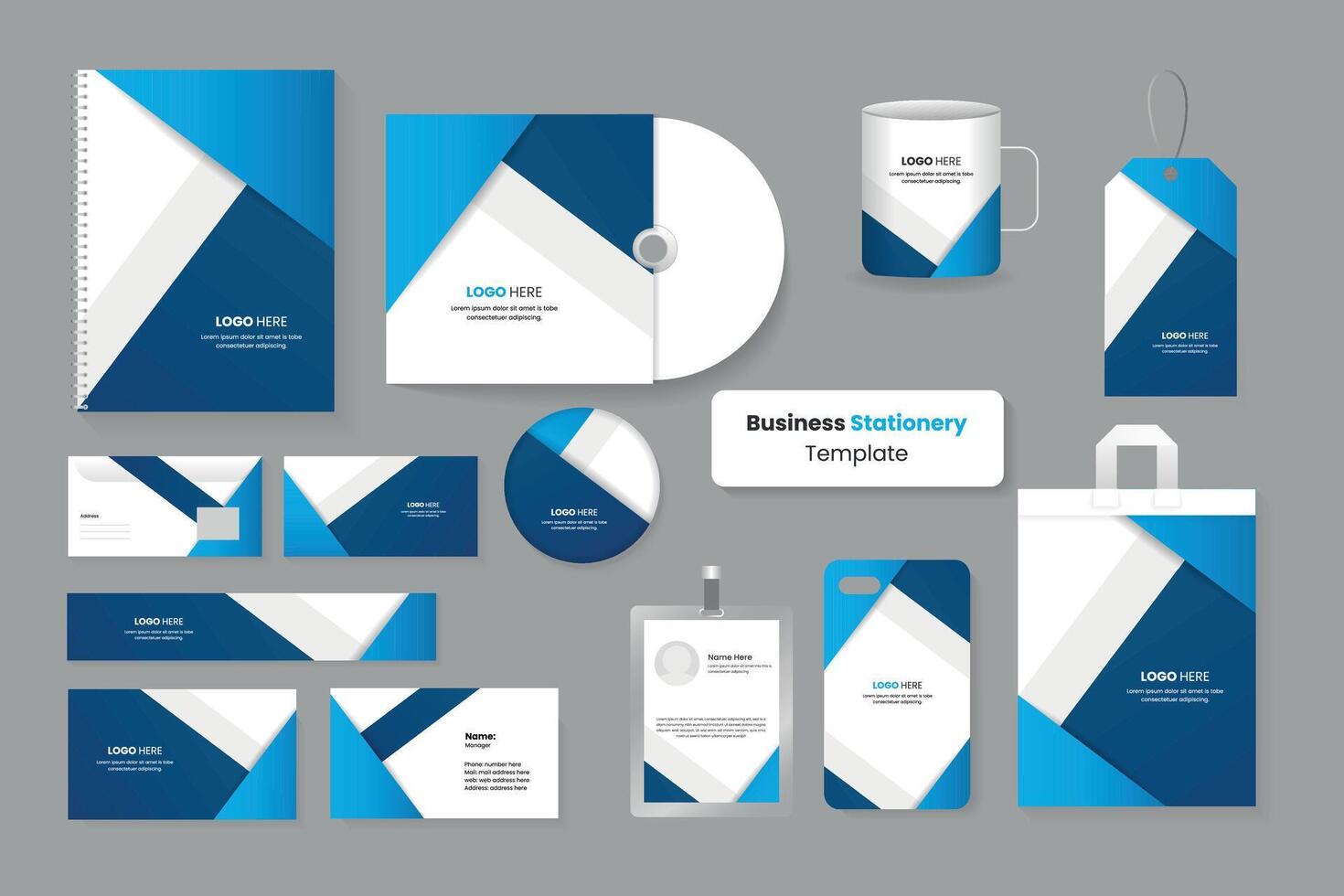Brand Identity concept of stationery Mock Up set, Stationery template design, vector