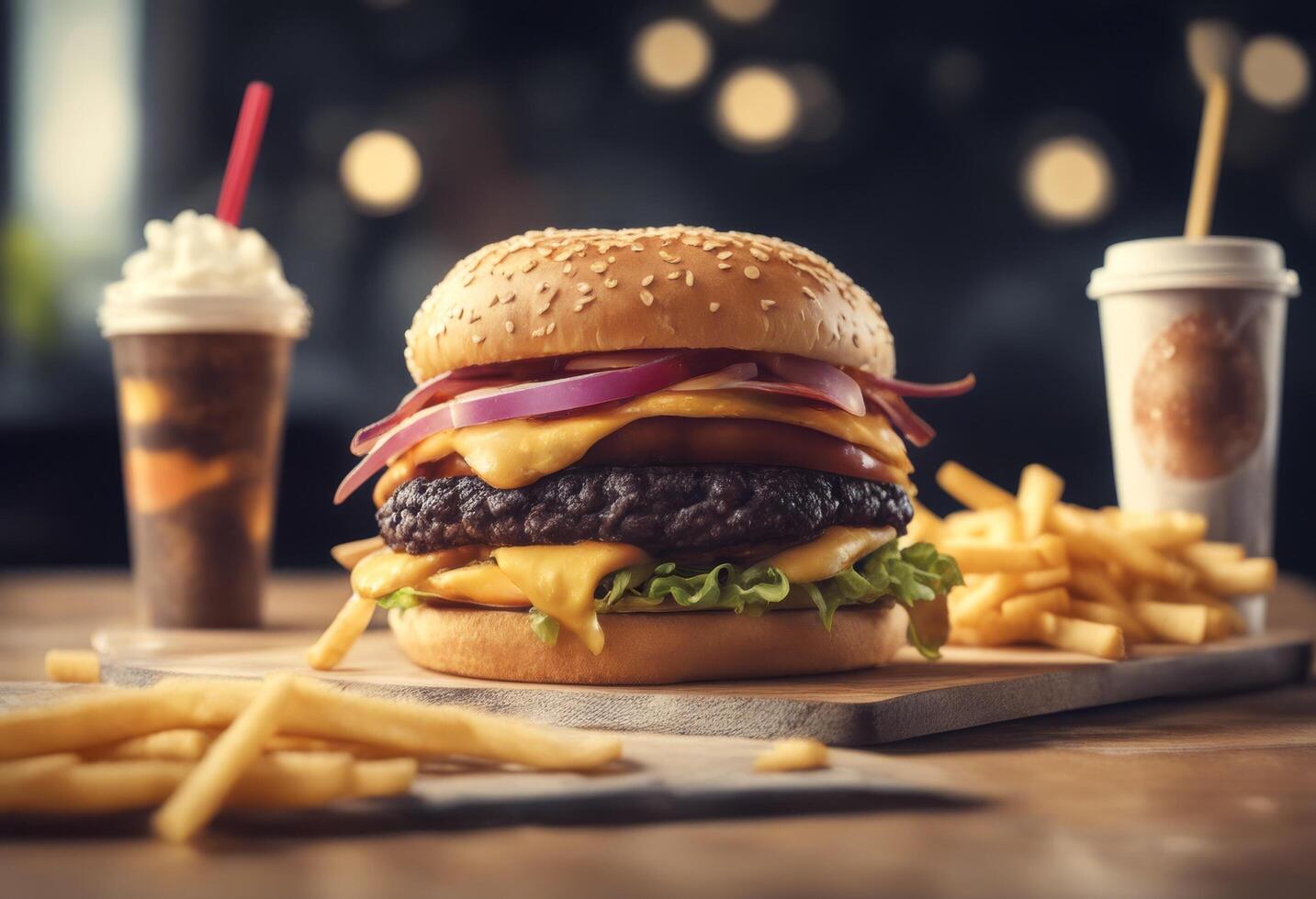 fries black sketch burger restaurant french drink snack pizza taco fast coffee cheeseburger food bistro soda burger sandwich fastfood hotdog photo