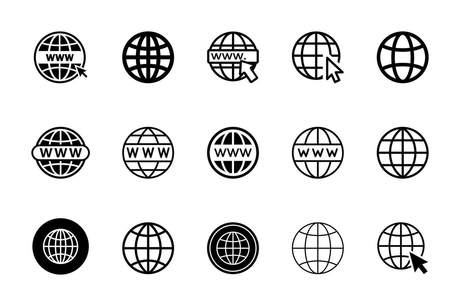 Set of web icon black and white vector