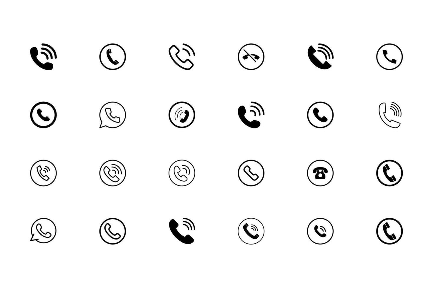 Call icon set line art isolated illustration vector