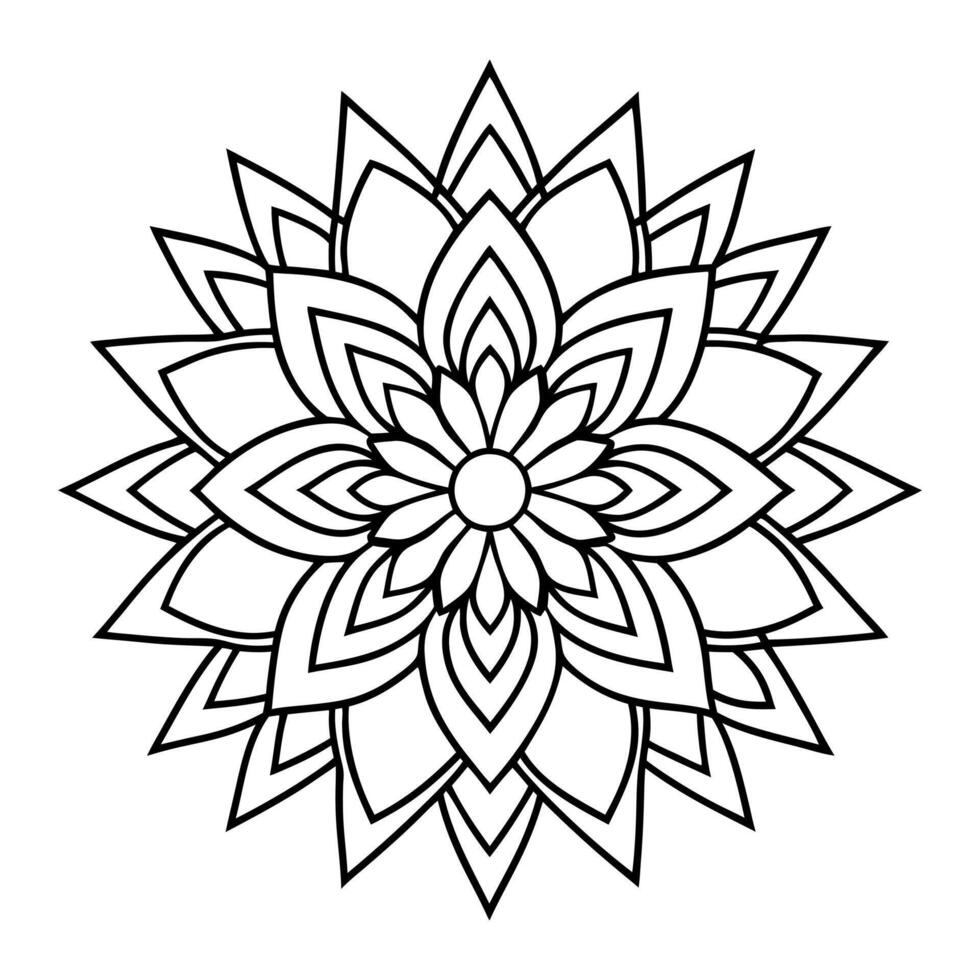 Mandala Design Black and white background design element, illustration, line art. vector