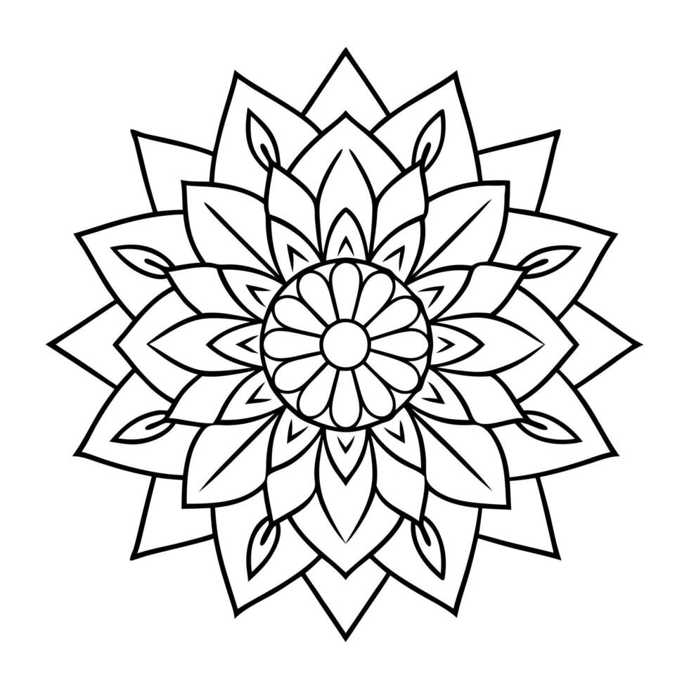 Mandala Design Black and white background. Decorative flower for meditation coloring book. Ethnic floral design element, illustration, line art. vector
