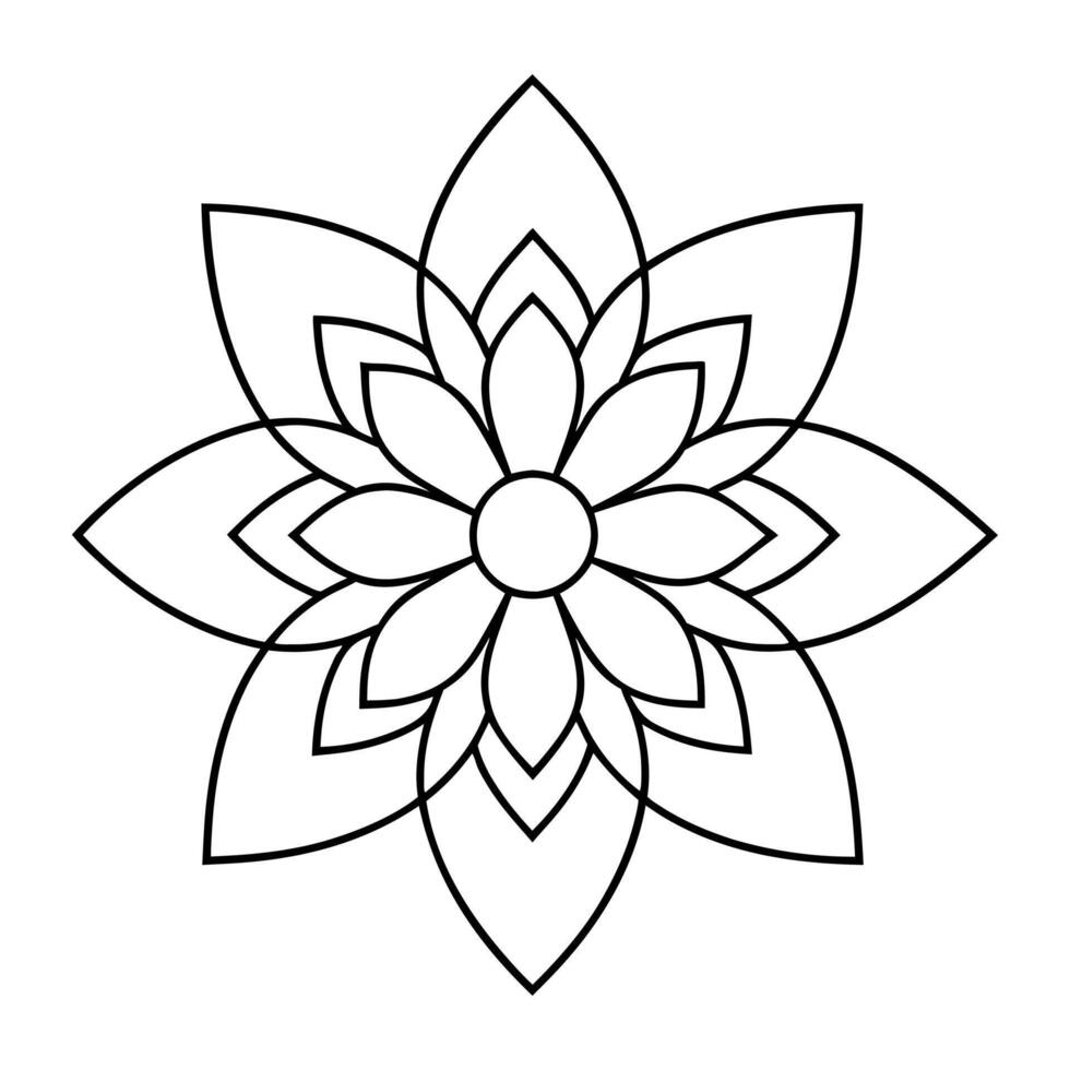 Mandala Design Black and white. Decorative flower drawing for meditation coloring book. Ethnic floral design element, illustration, line art. vector