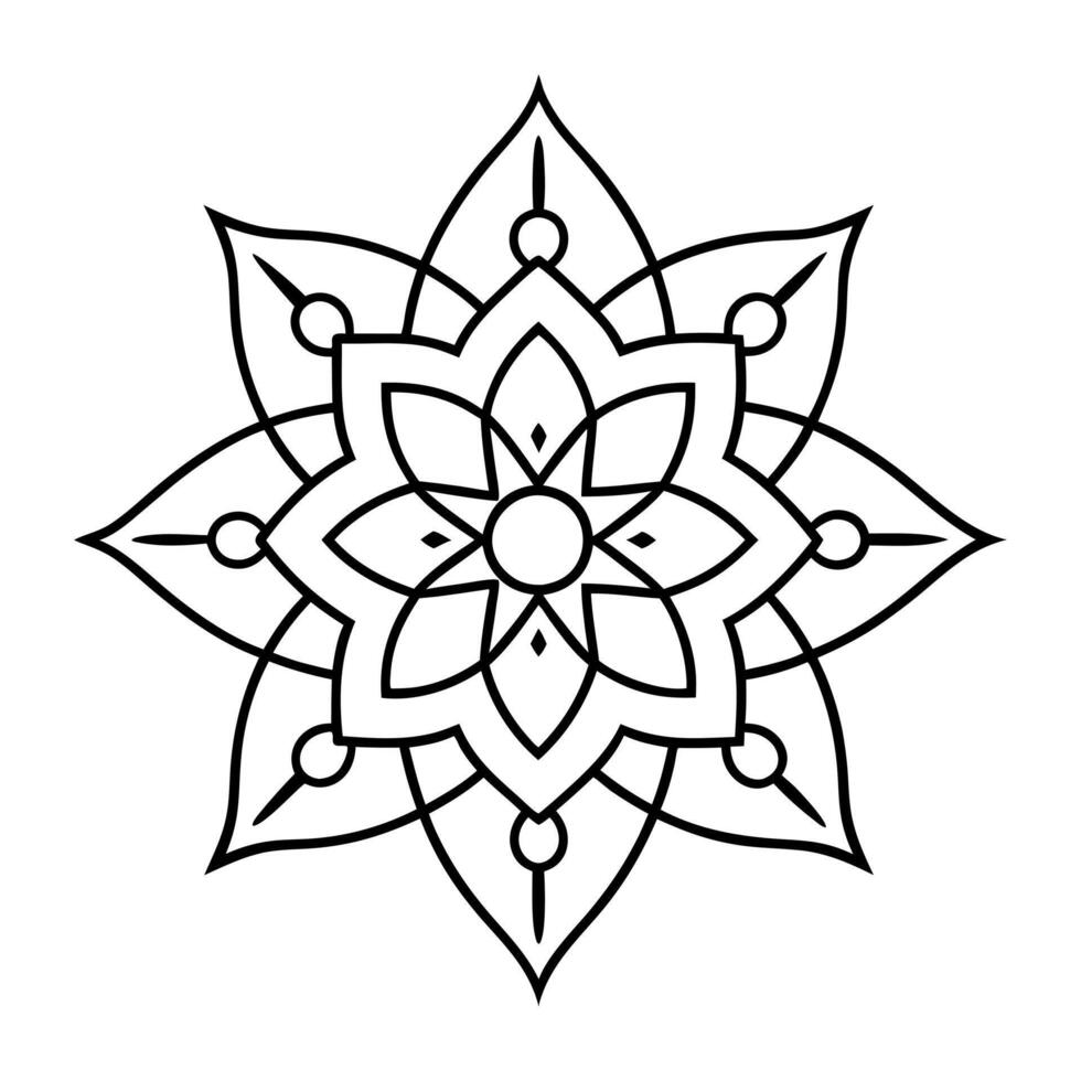 Mandala Design Black and white background Ethnic floral design element, illustration, line art. vector