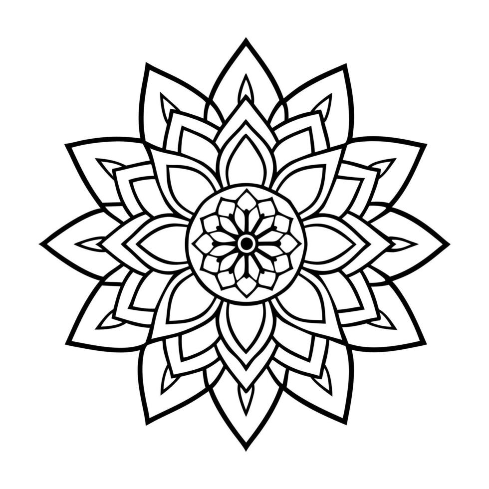 Mandala Design Black and white background Ethnic floral design element, illustration, line art vector