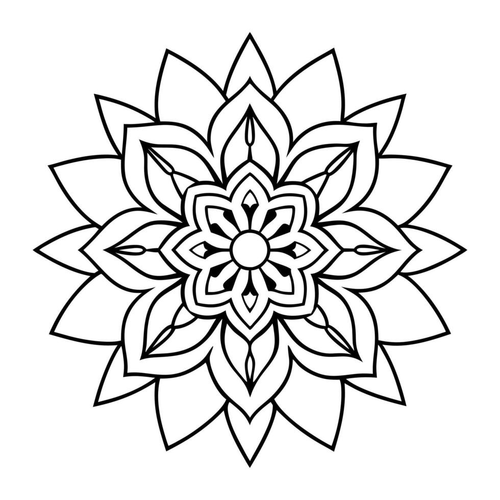 Mandala Design Black and white background. Decorative flower drawing. Ethnic floral design element, illustration, line art. vector