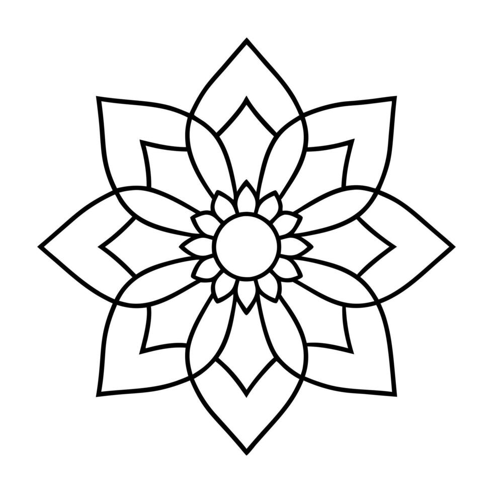 Mandala Design Black and white background. Decorative flower element, illustration, line art vector