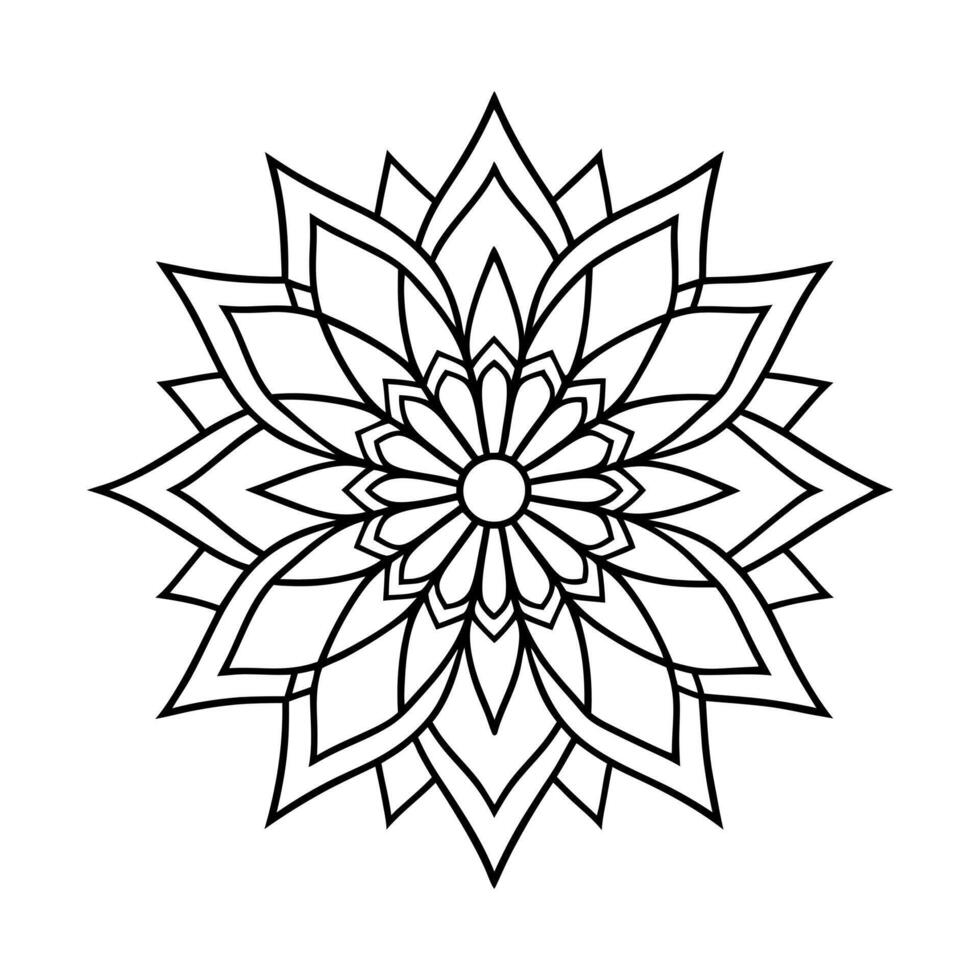 Mandala Design Black and white background. . Ethnic floral design element, illustration, line art. vector