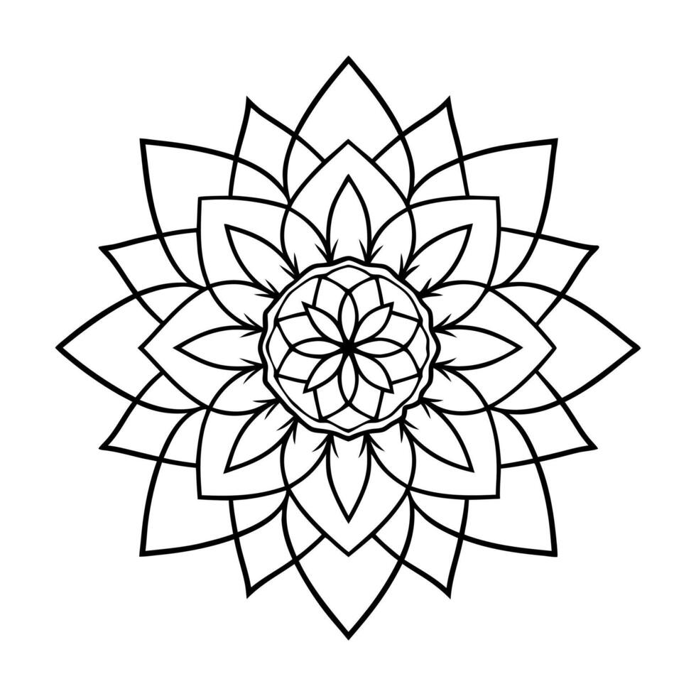Mandala Design Black and white background, Ethnic floral design element, illustration, line art. vector