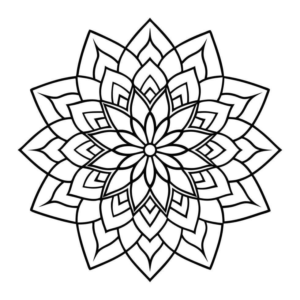 Mandala Design Black and white background. Decorative flower Ethnic floral design element, illustration, line art. vector