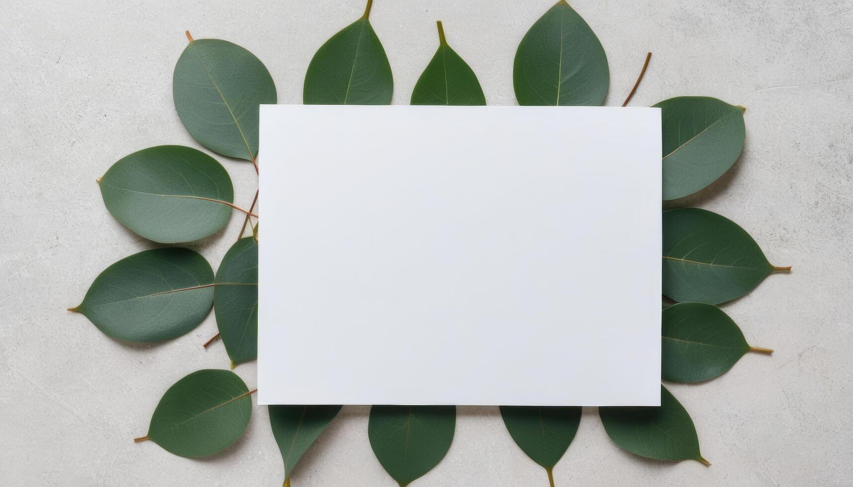 style aesthetic social view business minimal boho minimal card media blog flat et paper leaves eucalyptus background blank paper invitation top dding template eucalyptus blank copy mockup card lay spa photo