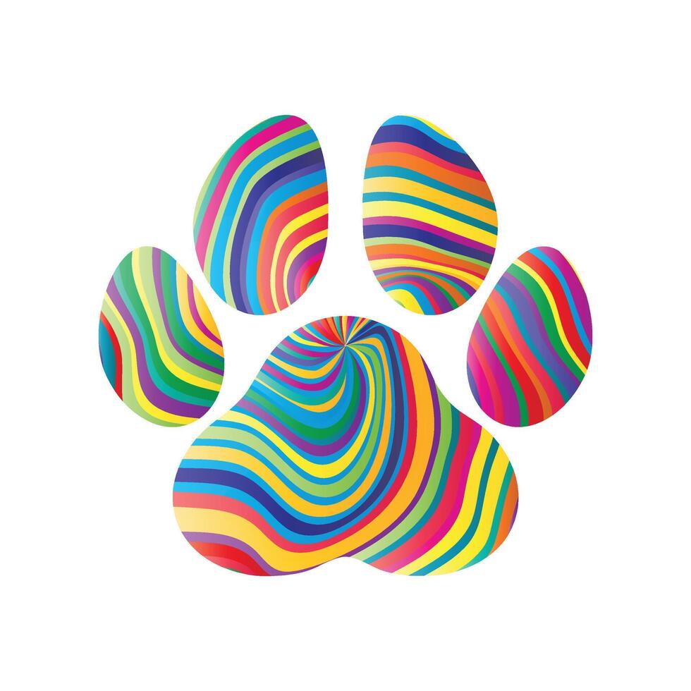 Multicolor paw on white background vector