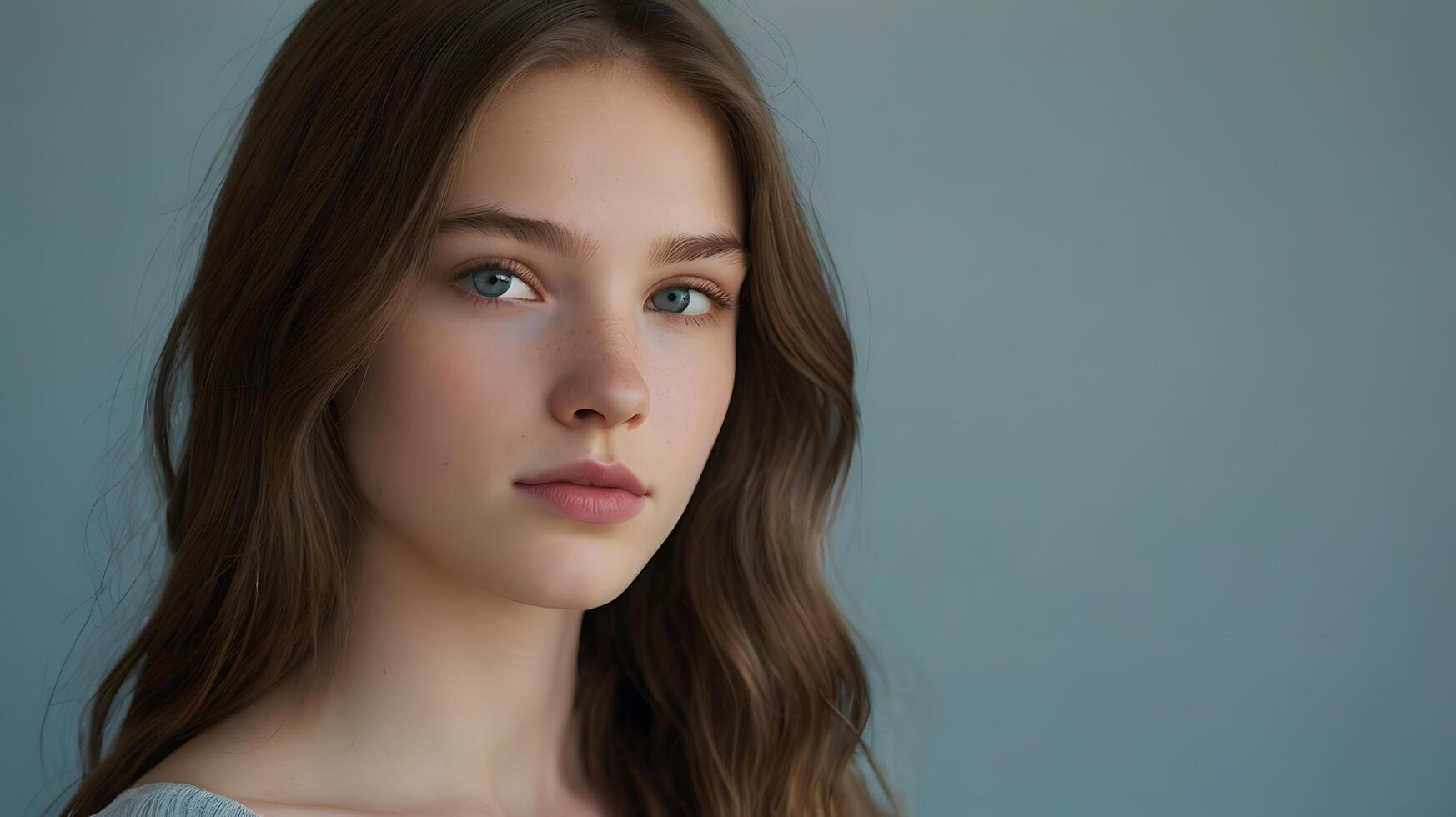 Serene Young Woman. A Portrait of Subtle Beauty and Calm photo