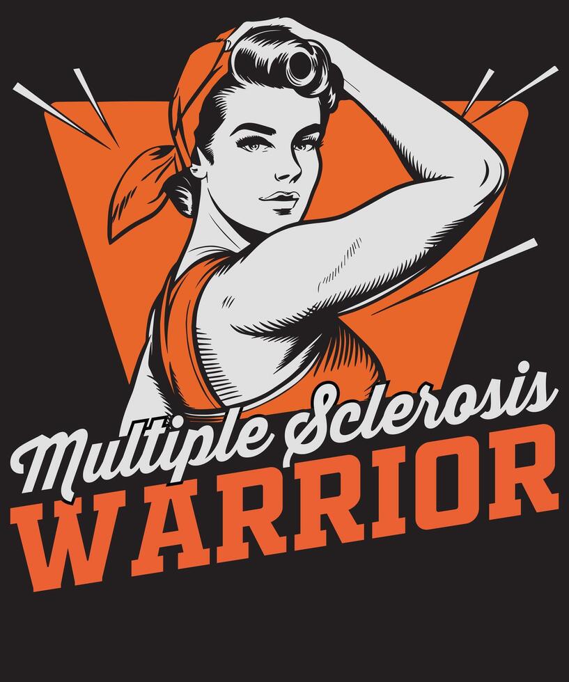 Multiple Sclerosis Awareness Fighter Warrior Woman Design vector