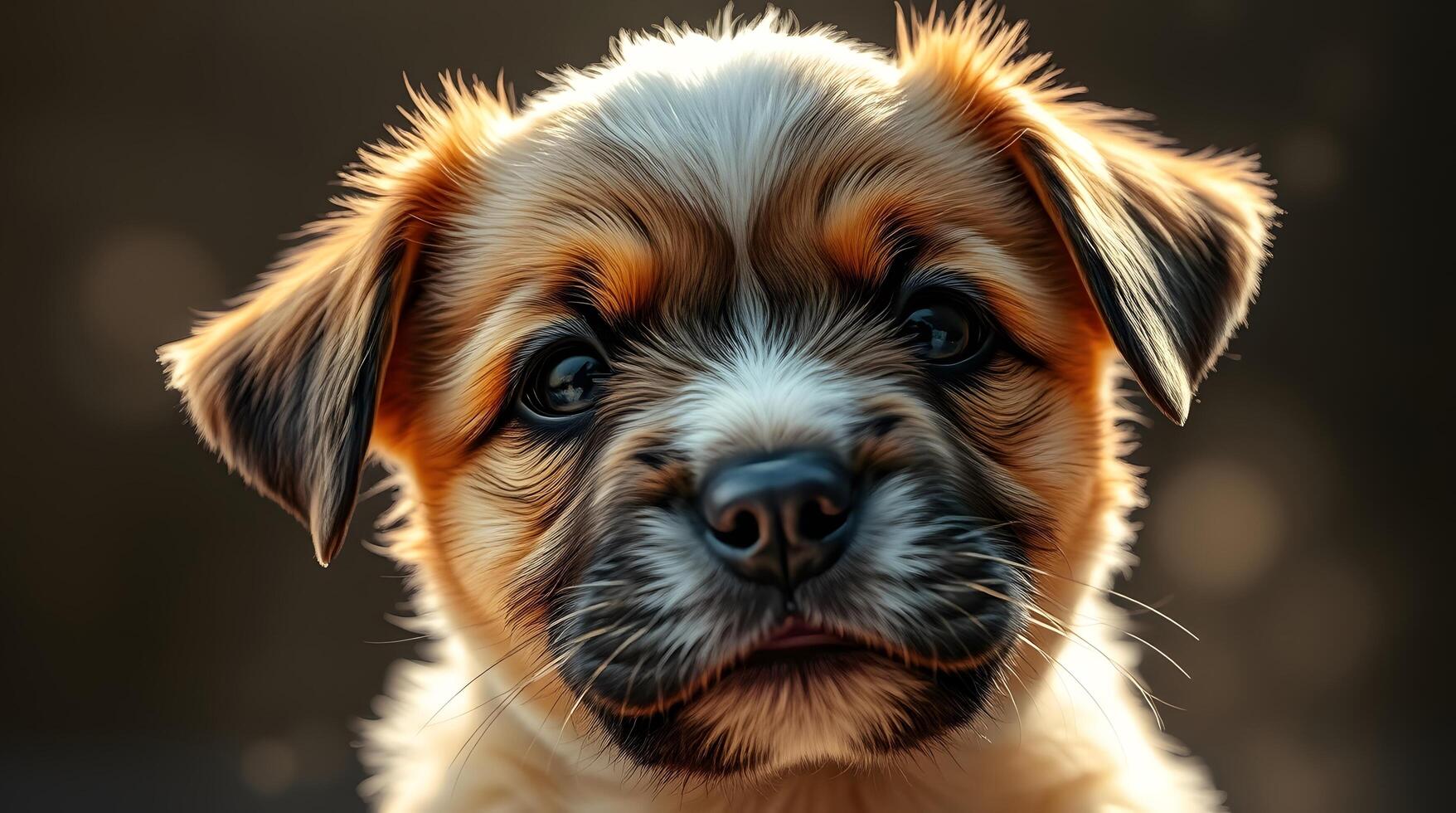 Close-up of a Cute Puppy Face with Expressive Eyes photo