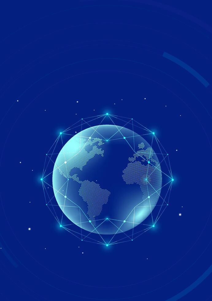 Techno style vertical illustration digital Earth abstract background vector