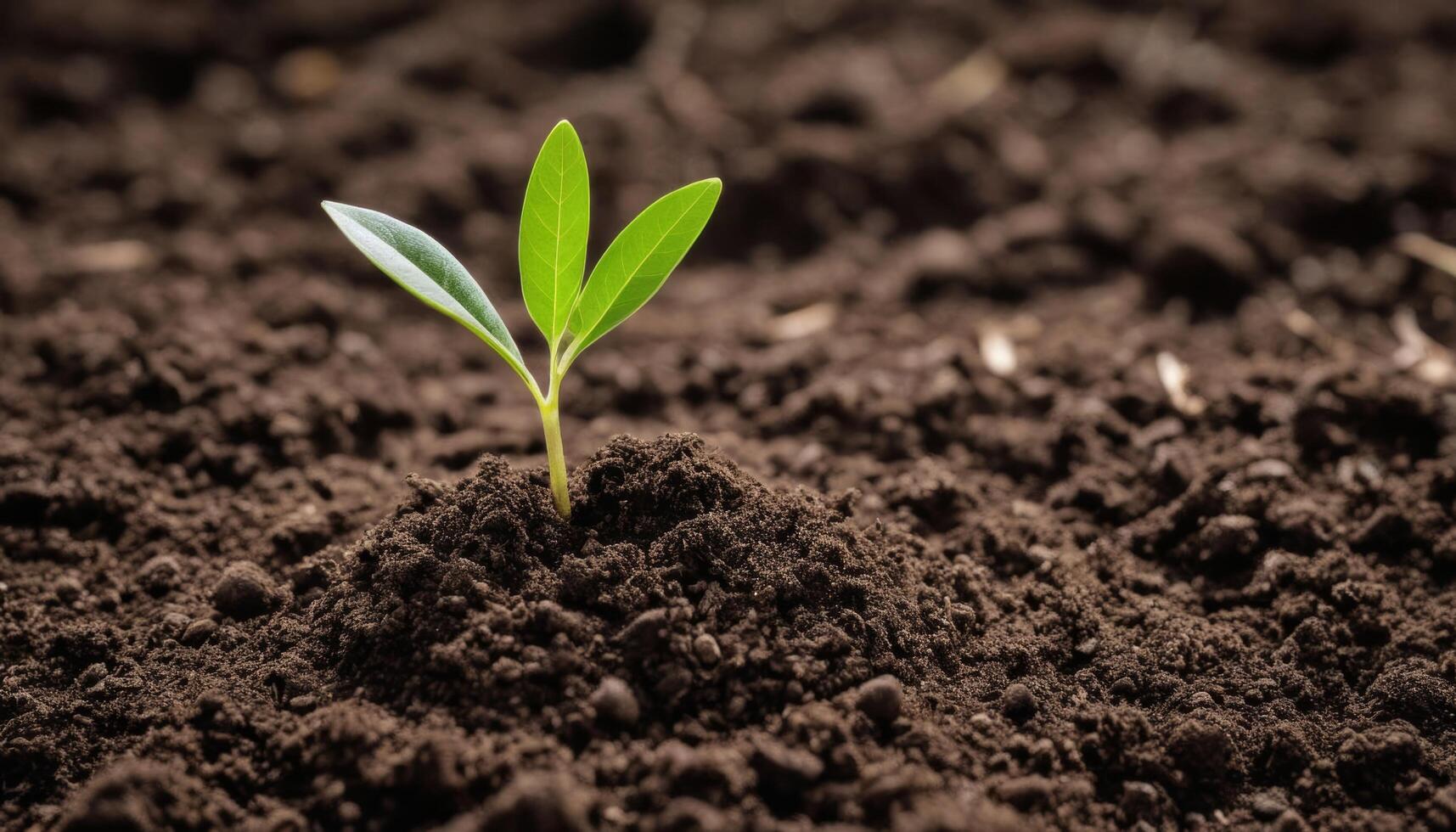 ai tree tree growth seedling new generative e concept morning reforestation sprout soil dirt black grow grew dirtied small photo