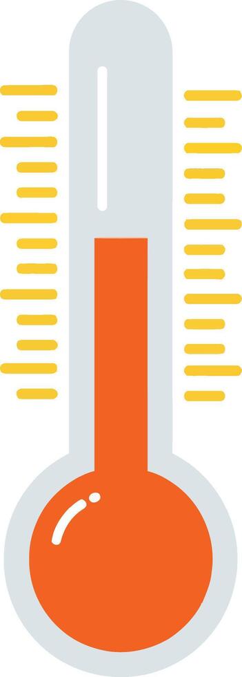 Red thermometer displaying high temperature in a minimal design style with clear markings and a light background, ideal for medical or weather illustration vector