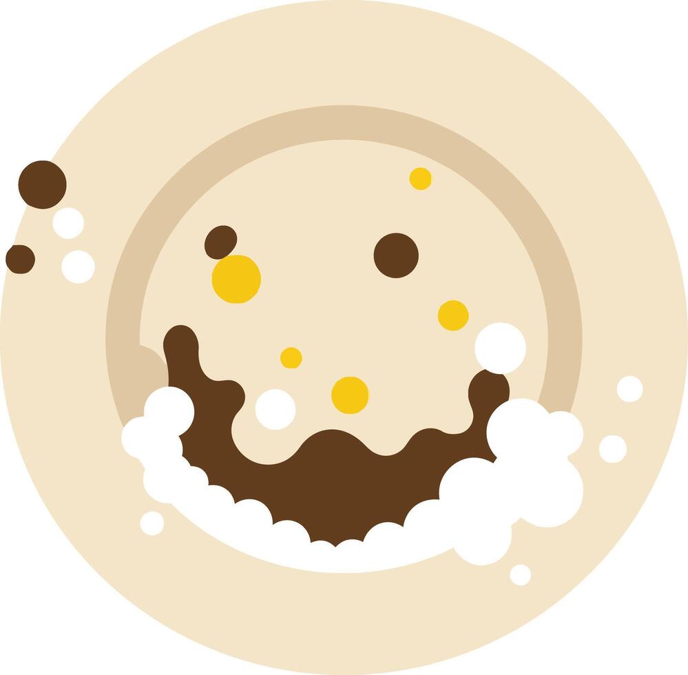 Circular plate design featuring colorful food ingredients in a minimal style with playful bubbles and textures showcasing art vector