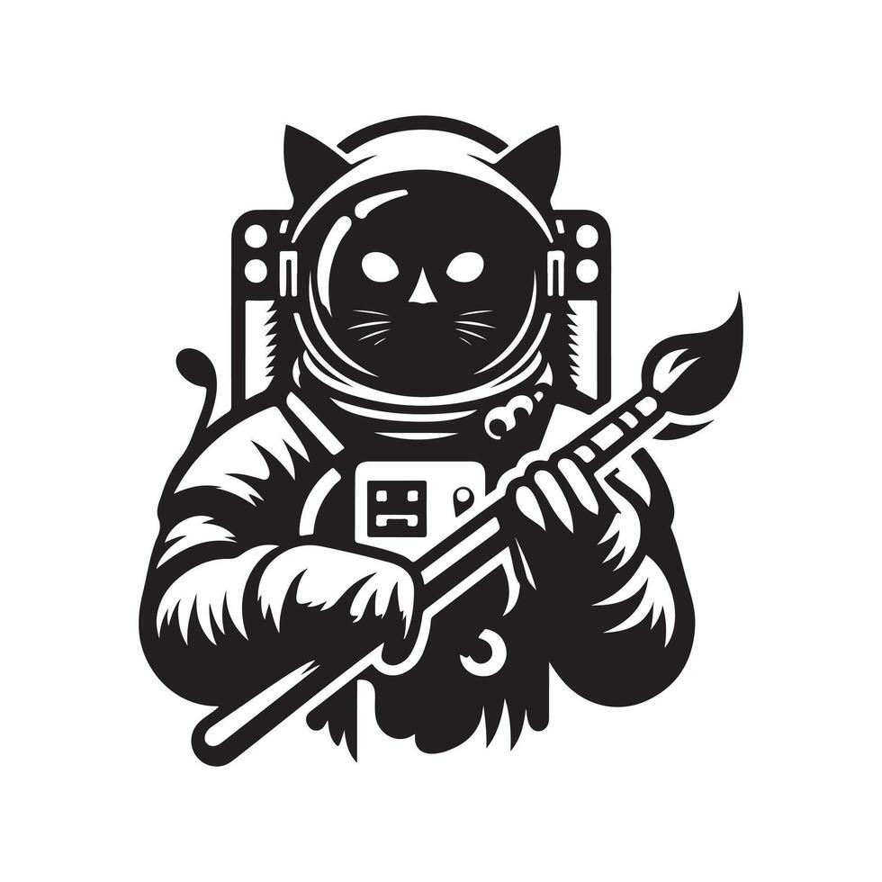 Astronaut Cat Silhouette for Creative Projects vector