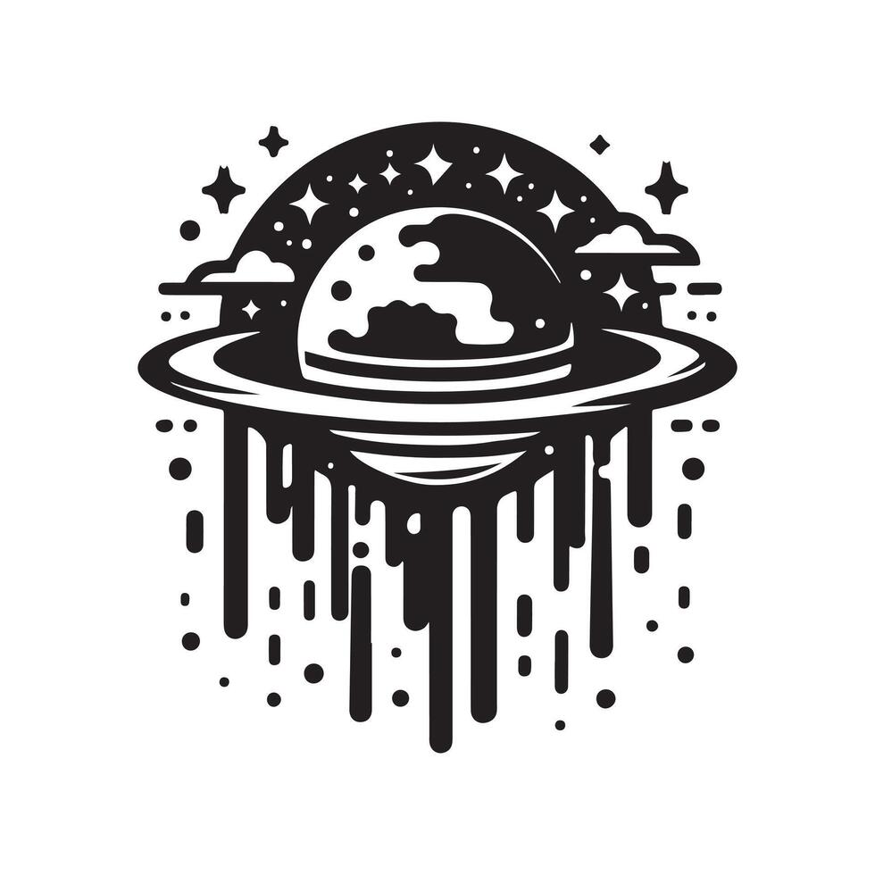 Sci Fi Inspired Floating Garden Black Silhouette vector